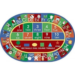 Kids Abc Alphabet Numbers Educational Area Rug Non Skid 4'4"x6'9" Oval   